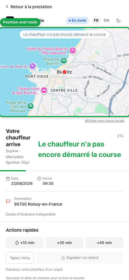 Live customer tracking map on iPhone 16 Pro Max